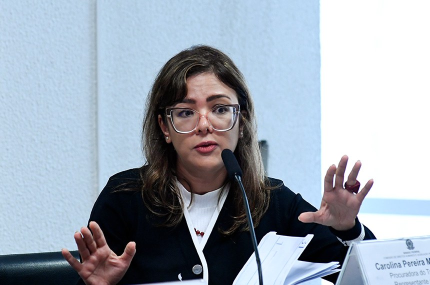 Mesa: 
procuradora do Trabalho, representante do Ministério Público do Trabalho (MPT), Carolina Pereira Mercante - em pronunciamento.