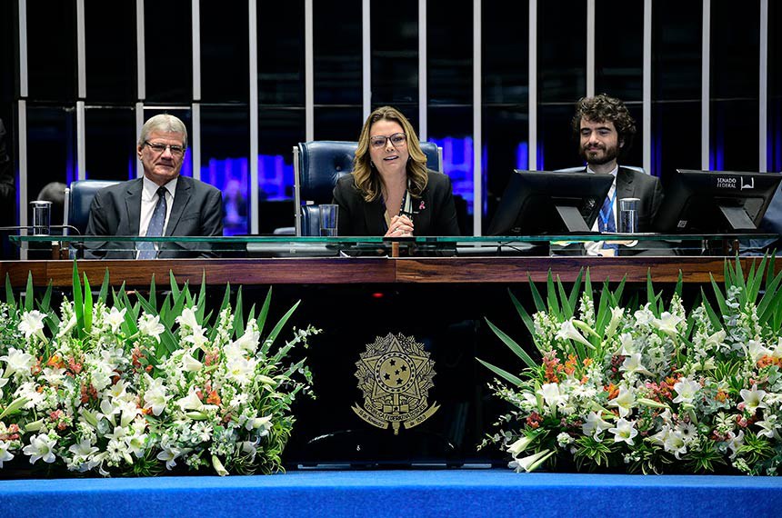 Mesa:
presidente da Associação Brasileira de Automação - GS1 Brasil, João Carlos de Oliveira;
presidente e requerente desta sessão, senadora Leila Barros (PDT-DF); 
secretário desta sessão.