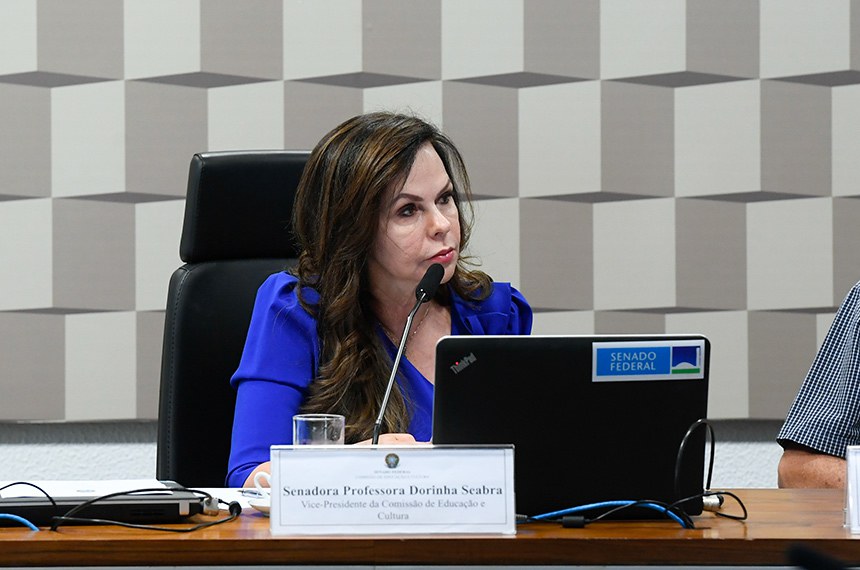 À mesa, vice-presidente da CE, senadora Professora Dorinha Seabra (União-TO), conduz audiência.